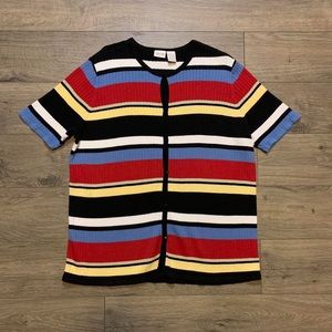 Vintage 1990’s Stripped Sweater Cardigan By Cherokee In Size 1X.